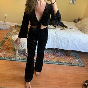 Black Velvet Long-sleeve and Pant- Set